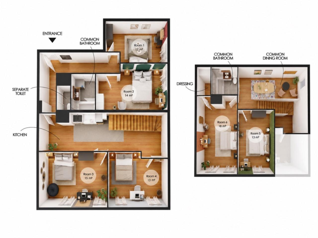 Das Schöne 137 m² große Maisonette-Wohnung in Coliving in Lille Haus