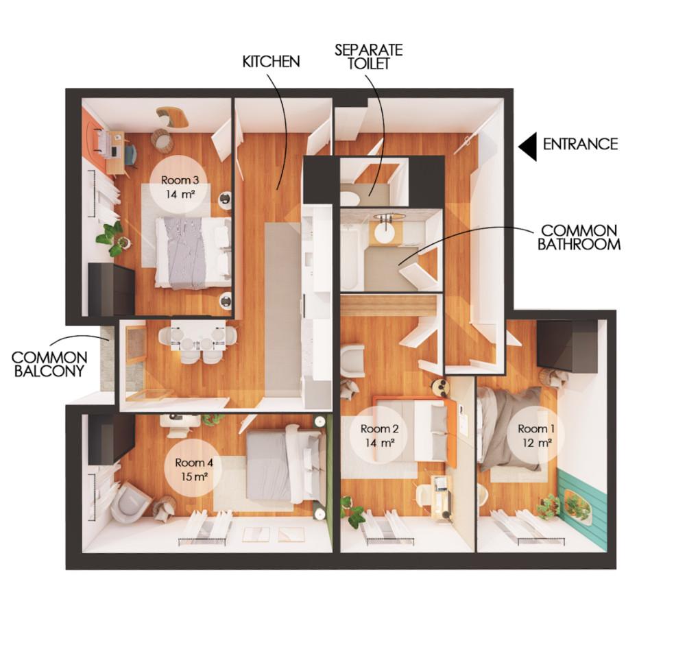 Das Superb 80 m² Wohnung in coliving im Zentrum von Lille Haus