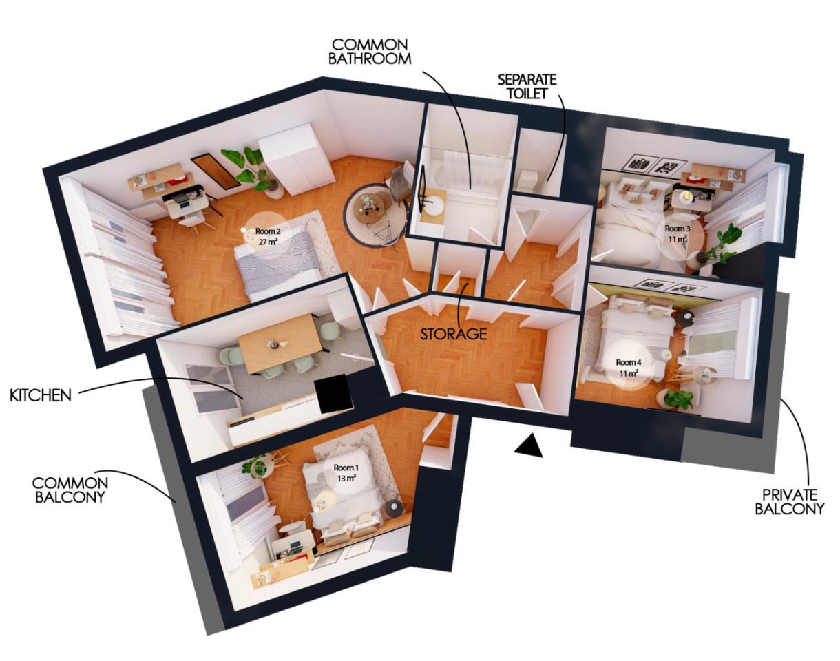 Das Hübsche 81 m² große Wohnung in Coliving in Saint-Denis Haus