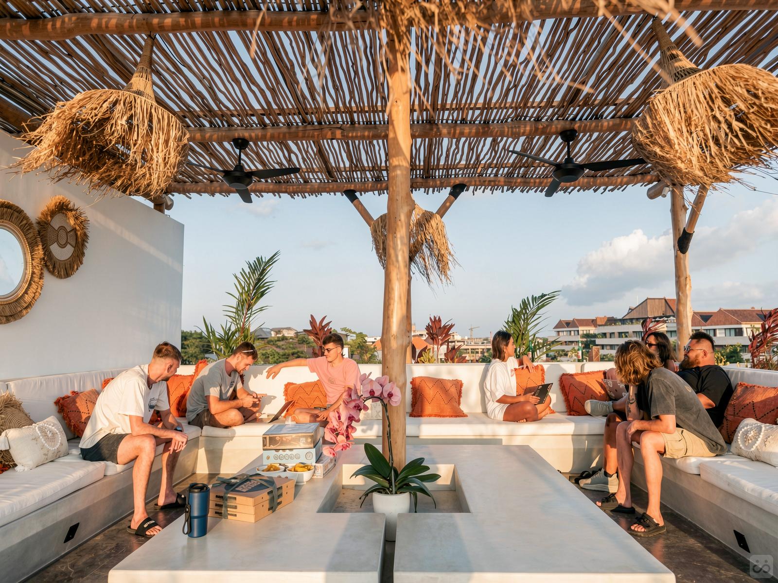 Il Un moderno appartamento tropicale con spazio di coworking e un'invitante piscina Collettivo